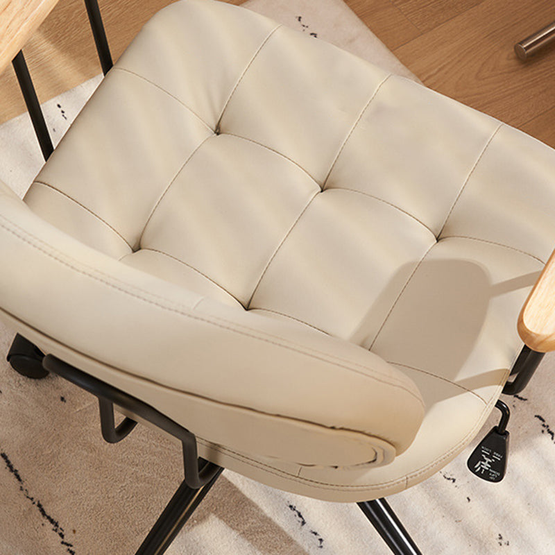 Minimalist Leather Wood Steel Armchair