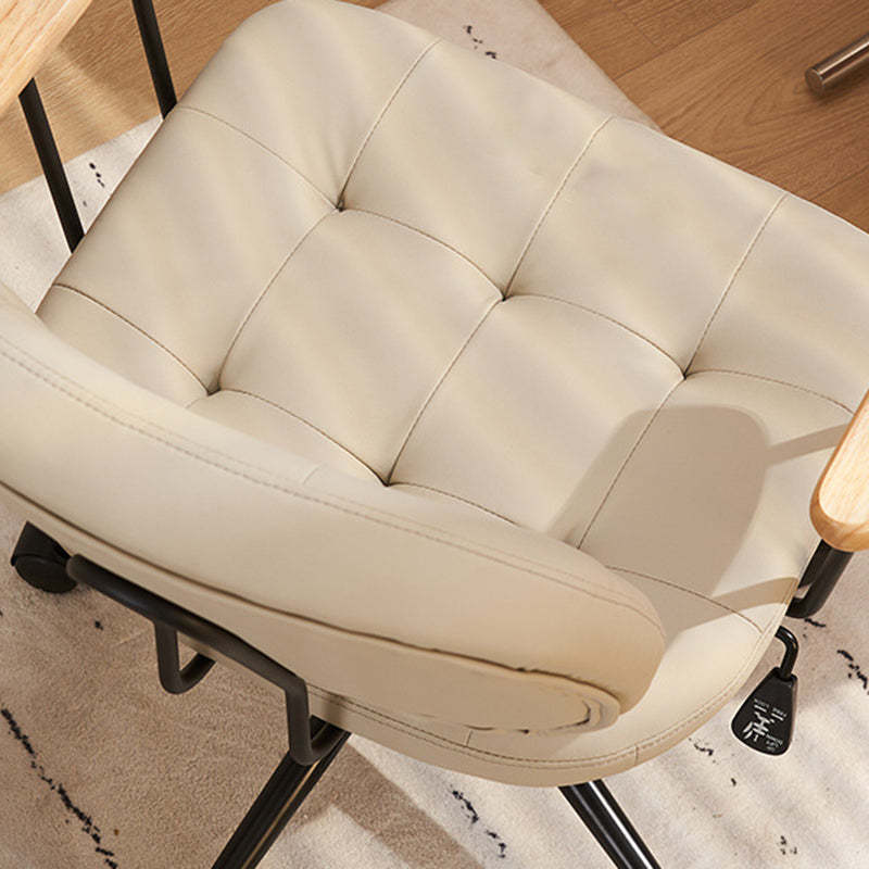 Minimalist Leather Wood Steel Armchair
