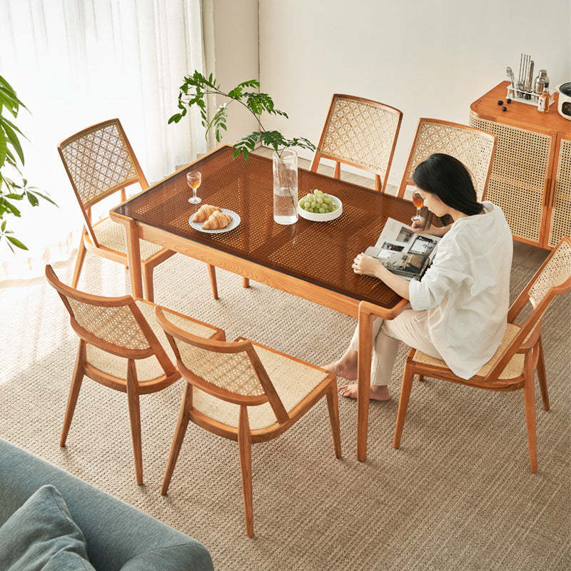 Vintage Rattan Woven Wood Dining Chair