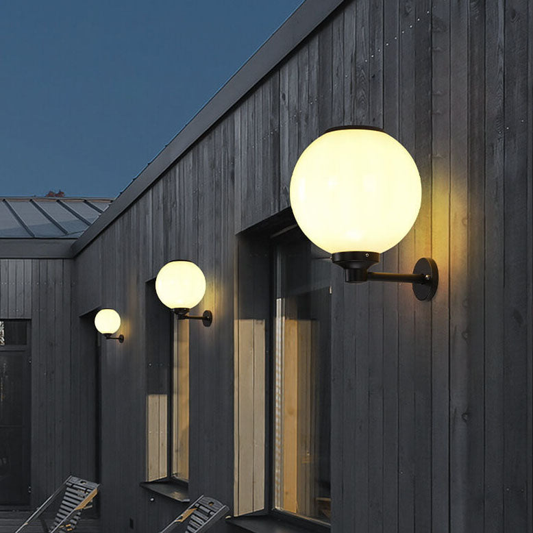 Modern Outdoor Solar Round Ball LED Wall Sconce