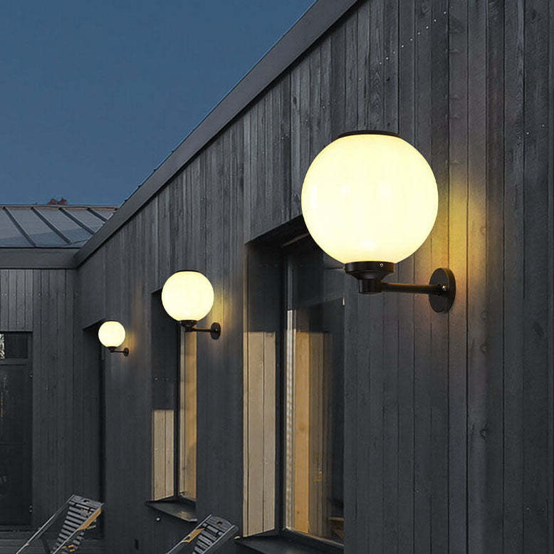 Modern Outdoor Solar Round Ball LED Wall Sconce