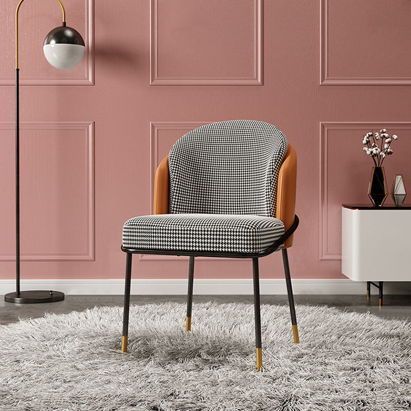 Nordic Leather Fabric Iron Wraparound Dining Chair