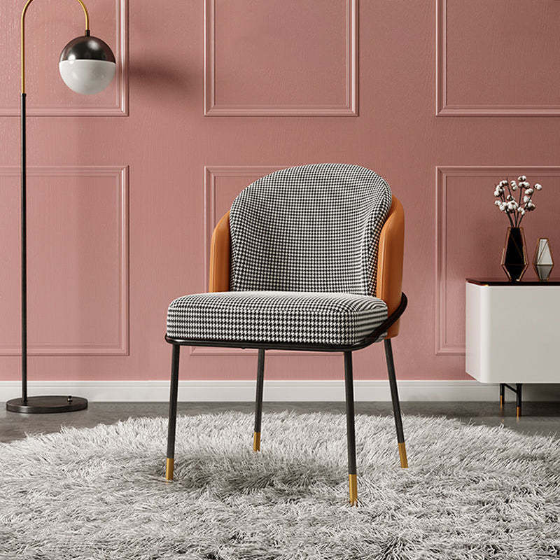 Nordic Leather Fabric Iron Wraparound Dining Chair