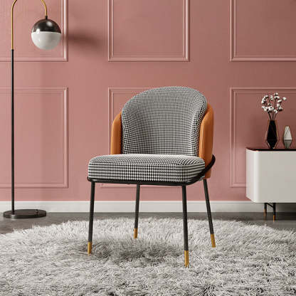 Nordic Leather Fabric Iron Wraparound Dining Chair