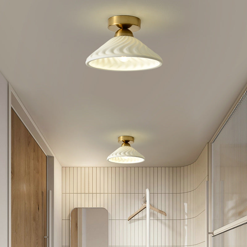 Modern Ceramic Disc Semi-Flush Ceiling Light — A / Gold / 220V-240V For UK/AU