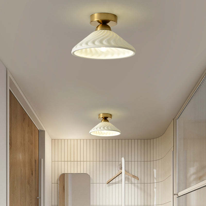 Modern Ceramic Disc Semi-Flush Ceiling Light — A / Gold / 220V-240V For UK/AU