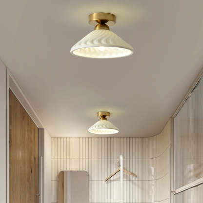 Modern Ceramic Disc Semi-Flush Ceiling Light — A / Gold / 220V-240V For UK/AU