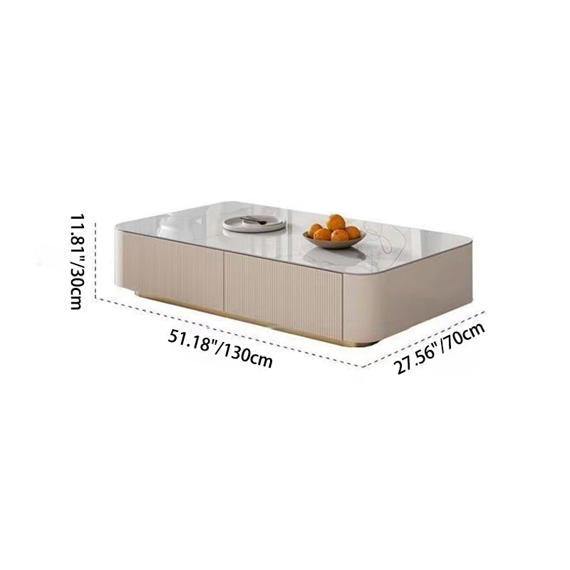 Nordic Striped Rock Plate Rectangular Coffee Table 4-Drawer