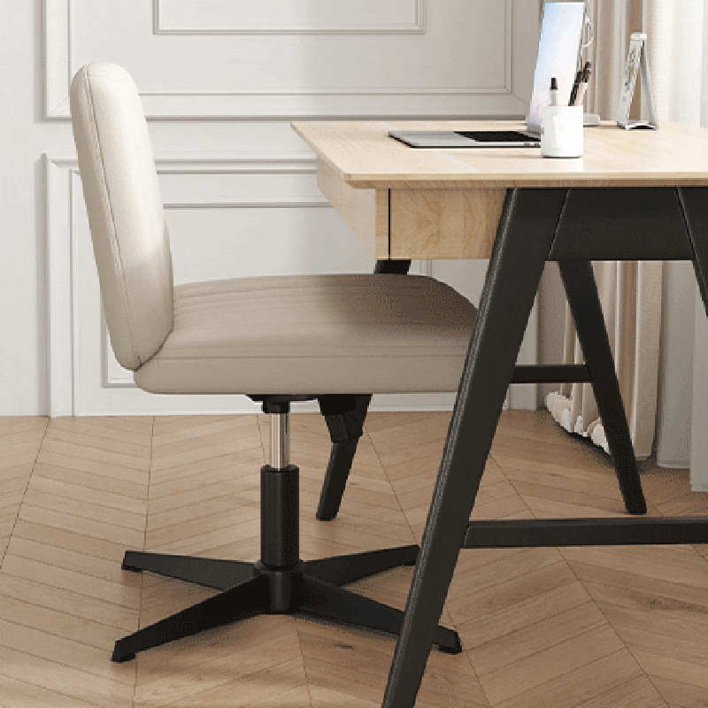 Minimalist Rectangular Iron Leather Armless Chair