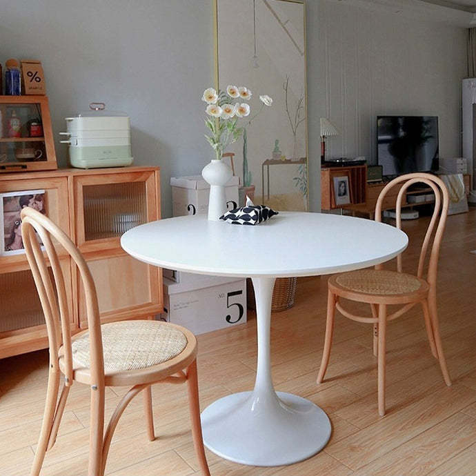 Retro Rattan Beech Metal Arched Dining Chair