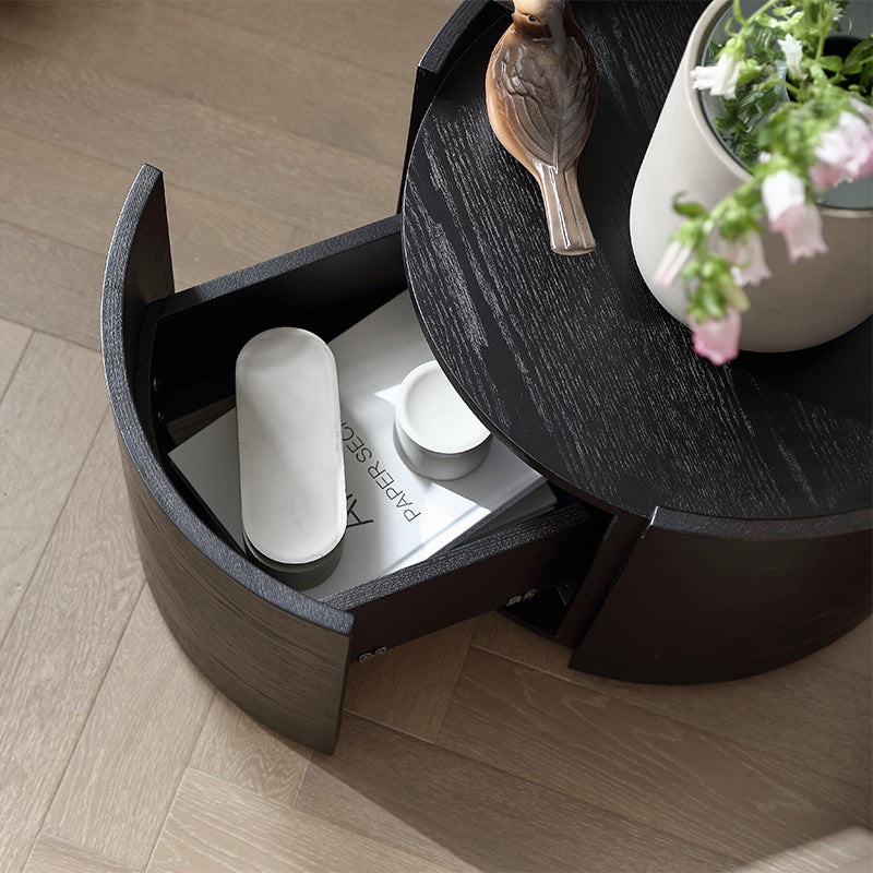 Minimalist Cylinder Wood 1-Drawer Nightstand