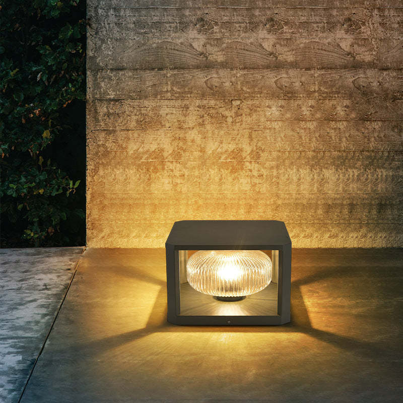Modern Solar Stainless Steel Glass Cube Ball Landscape Light