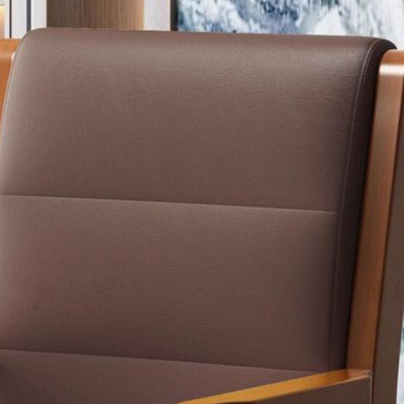Modern Wood Fabric Leather Armchair — Green Leather