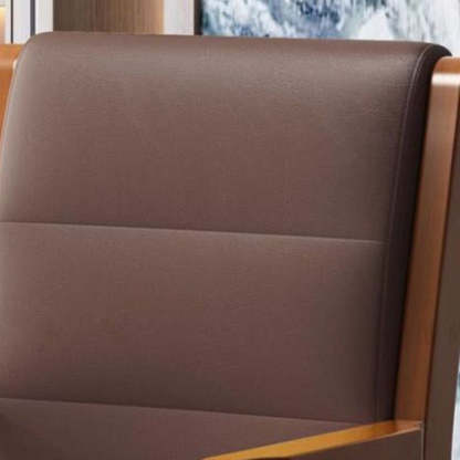 Modern Wood Fabric Leather Armchair — Green Leather