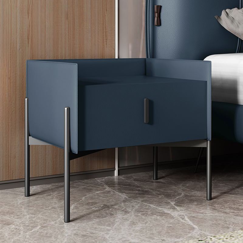 Scandinavian Leather Carbon Steel 1-Drawer