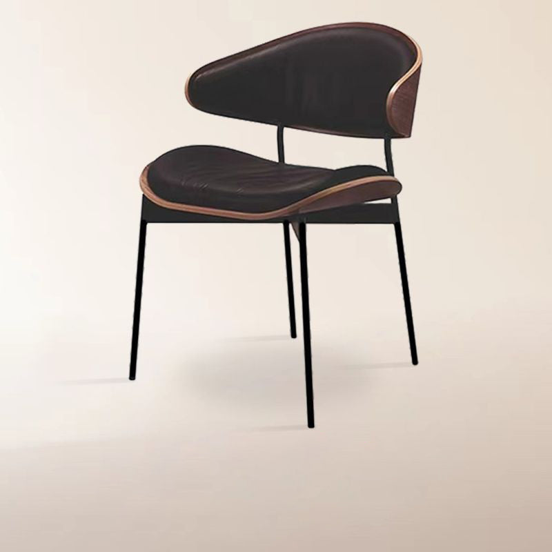 Nordic Walnut Microfiber Leather Dining Chair