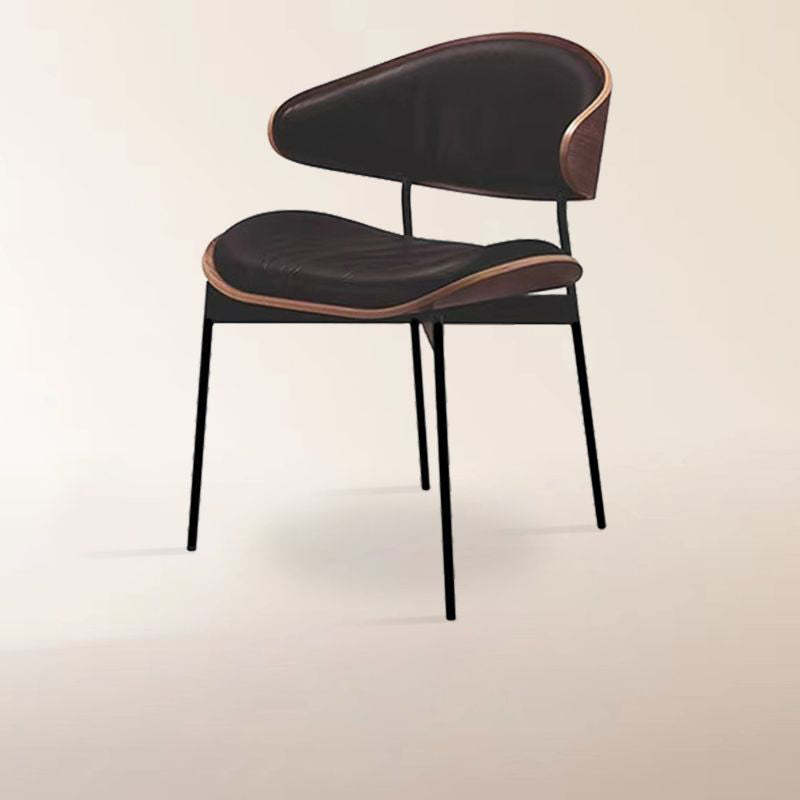 Nordic Walnut Microfiber Leather Dining Chair