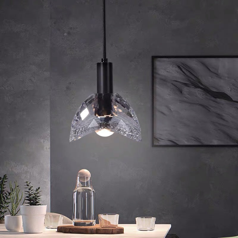 Contemporary Curve Crystal Brass Pendant Light