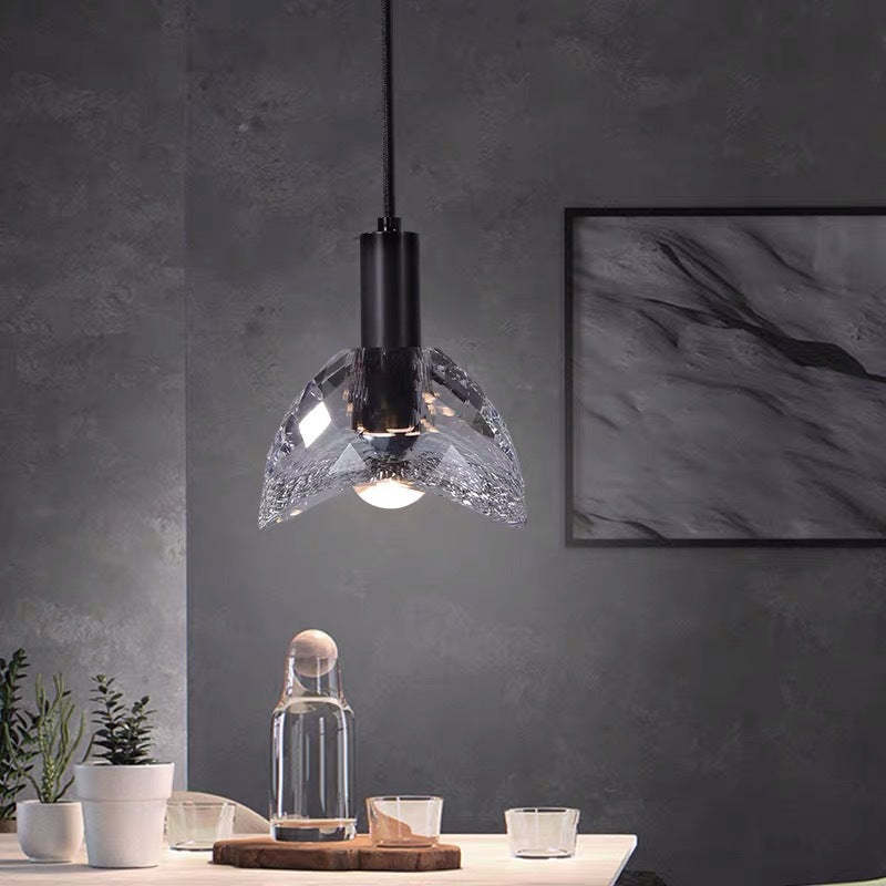 Contemporary Curve Crystal Brass Pendant Light