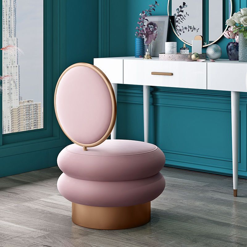 Round Fabric Iron Vanity Stool