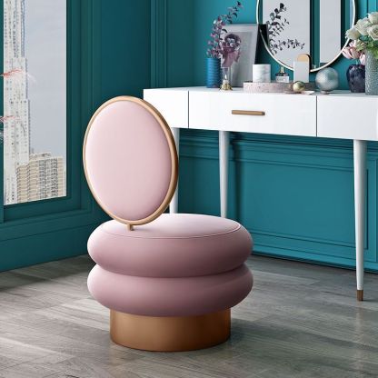 Round Fabric Iron Vanity Stool