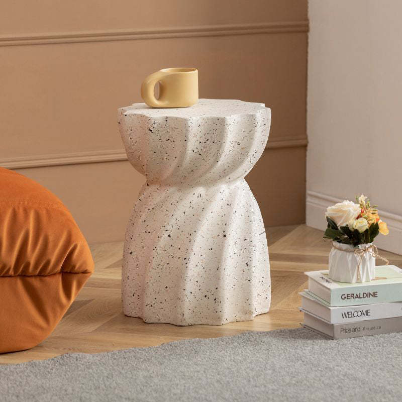 Nordic Lace Hourglass Magnesium Oxide End Table — White