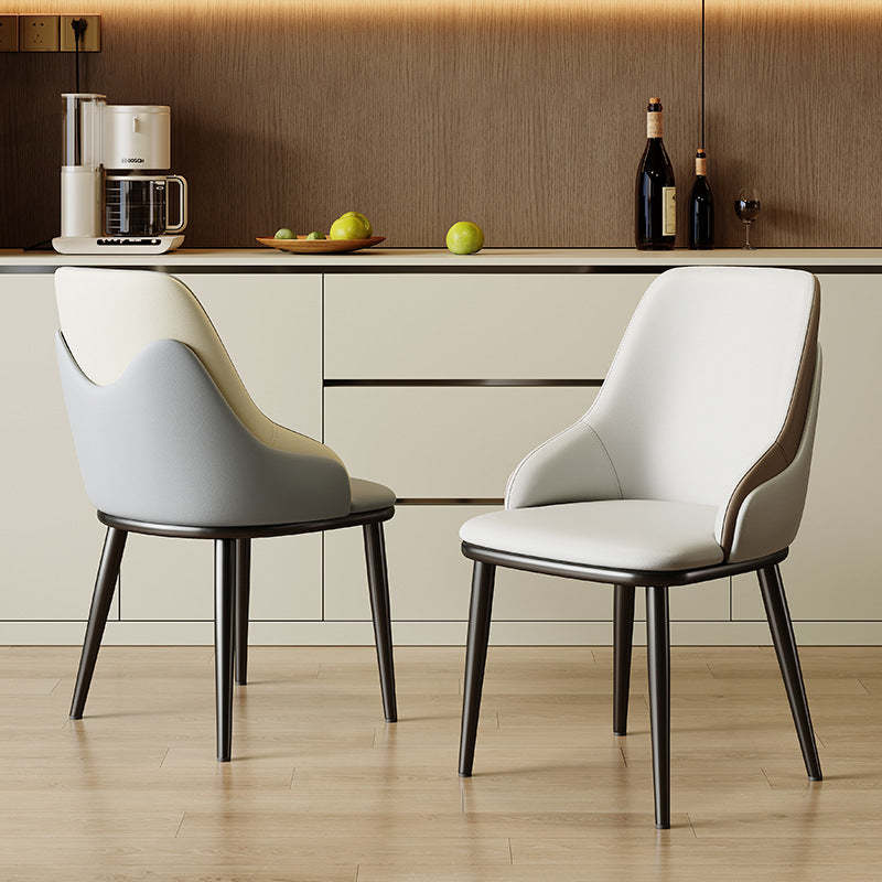 Minimalist Curved Leather Iron Chair
