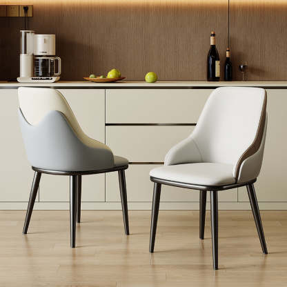 Minimalist Curved Leather Iron Chair