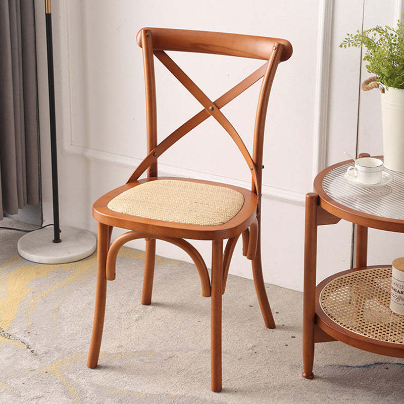 Rustic Woven Rattan Wood Dining Chair