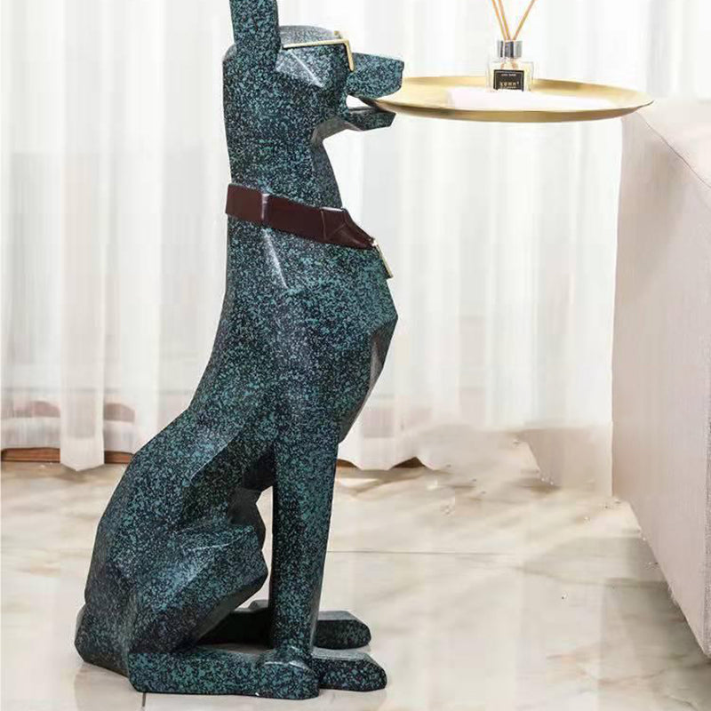 Modern Art Deco Dog Resin Tray Side Table