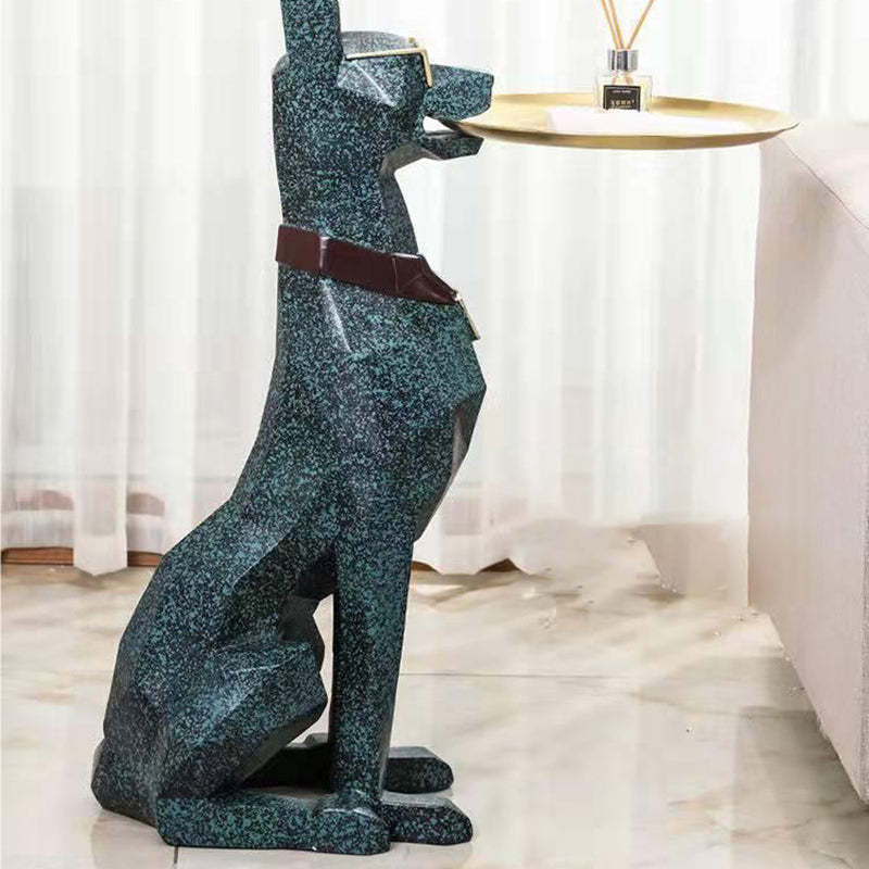 Modern Art Deco Dog Resin Tray Side Table
