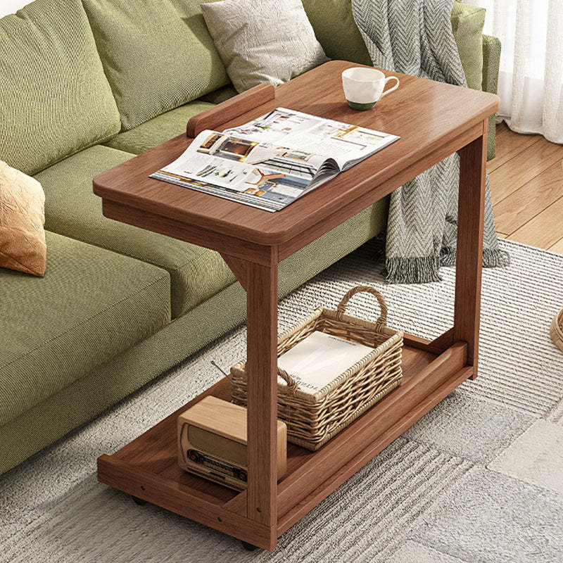Vintage Wood Flip-Top 2-Tier Side Table
