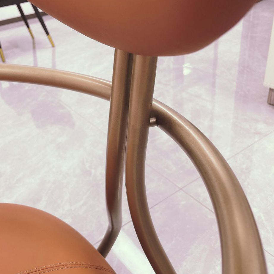 Contemporary Luxury Round Leather Steel Armless Chair