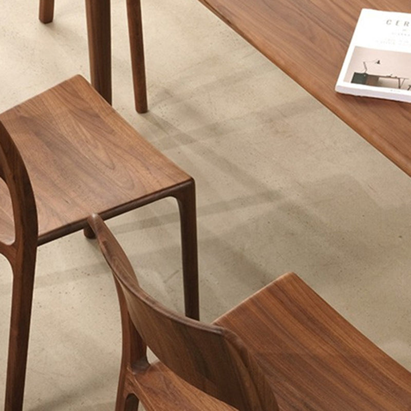 Retro Walnut Square Dining Chair