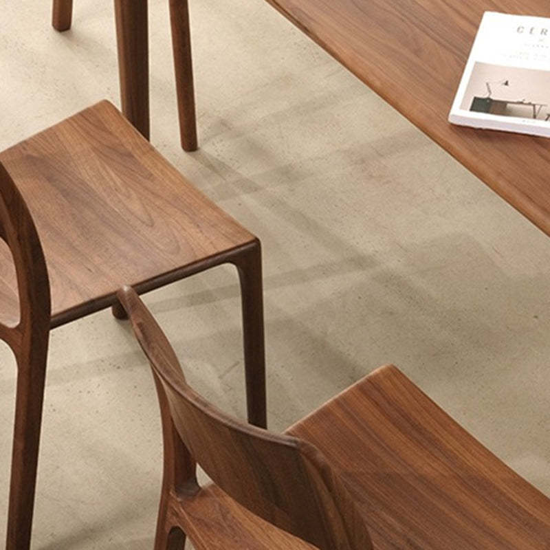 Retro Walnut Square Dining Chair