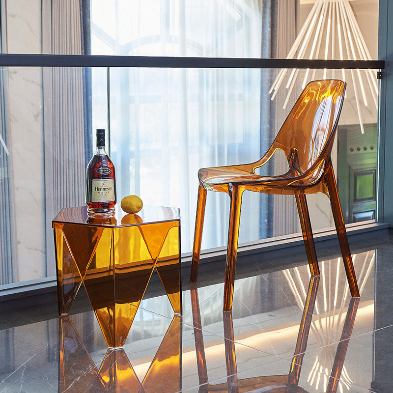 Minimalist Hexagonal Acrylic Three-Leg Coffee Table