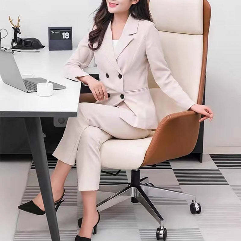 Minimalist High-Back Leather Steel Desk Chair