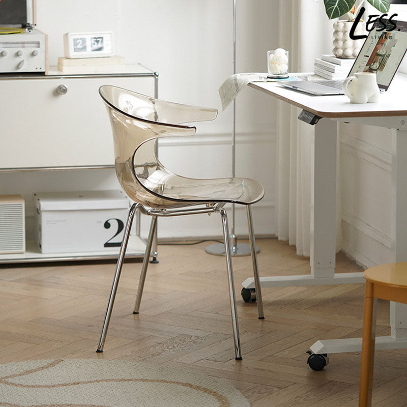 Minimalist Curved Plastic Metal Dining Chair