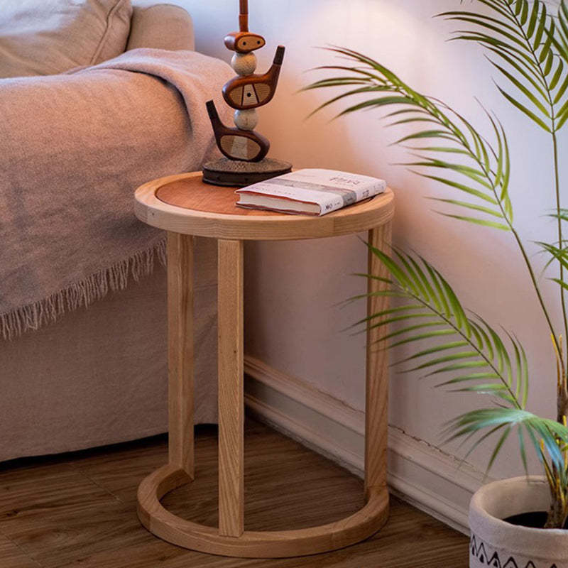 Modern Round Triangle Wood End Table