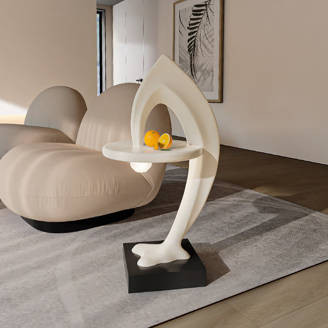 Beige marble stone round end & side tables - creative