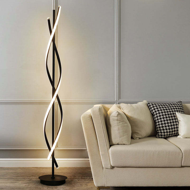 Minimalist Spiral LED Floor Lamp — White / Infinitely Dimmable / 110V-120V For US/CA