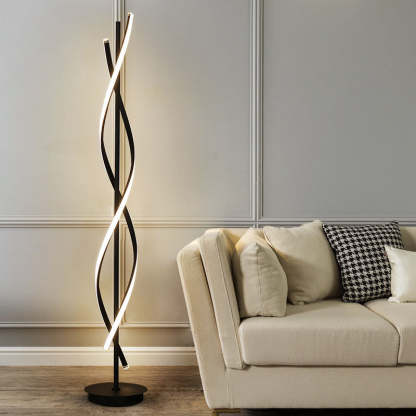 Minimalist Spiral LED Floor Lamp — White / Infinitely Dimmable / 110V-120V For US/CA