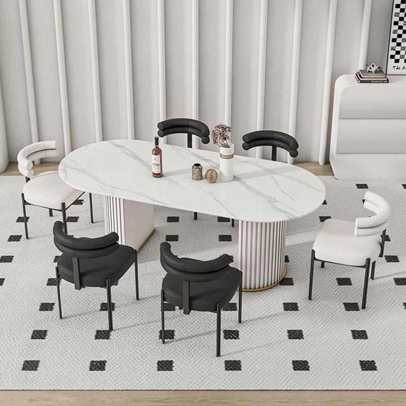 Contemporary Half-Arc Leather Metal Dining Chair