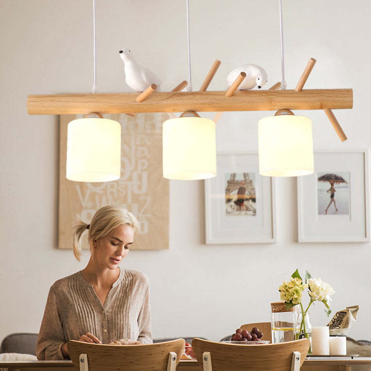 Scandinavian Bird Branch Log Island Chandelier