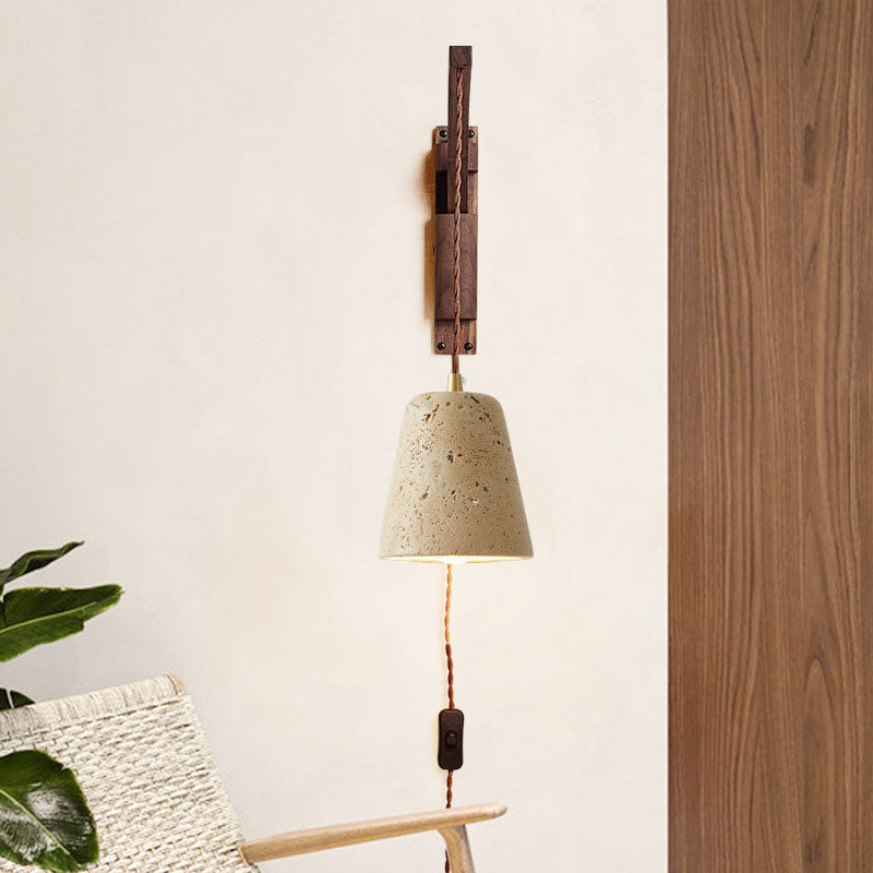 Japanese Wabi-Sabi Solid Wood Glass Horn Sconce