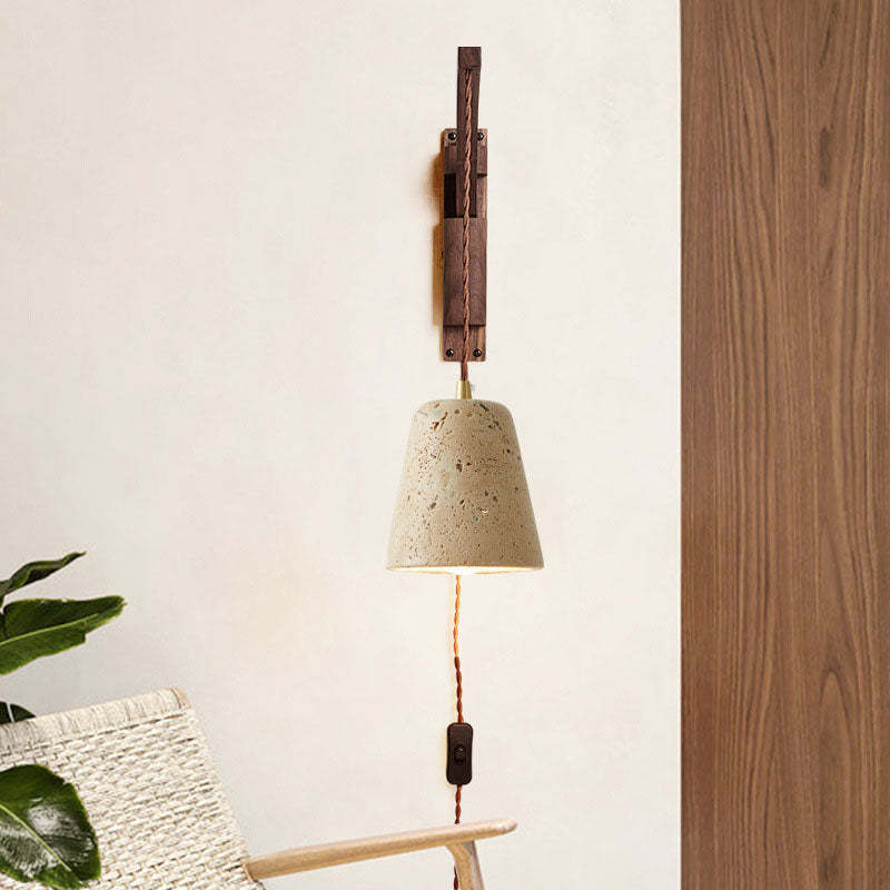 Japanese Wabi-Sabi Solid Wood Glass Horn Sconce