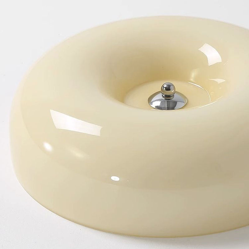 Nordic Creamy Yellow Pudding Glass Iron LED Flush Light