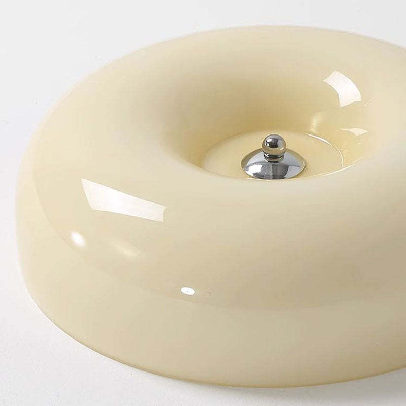 Nordic Creamy Yellow Pudding Glass Iron LED Flush Light