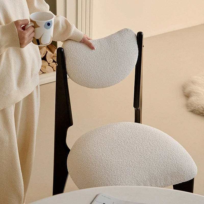 Nordic Ash Velvet Metal Crescent Dining Chair