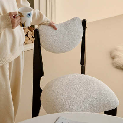 Nordic Ash Velvet Metal Crescent Dining Chair